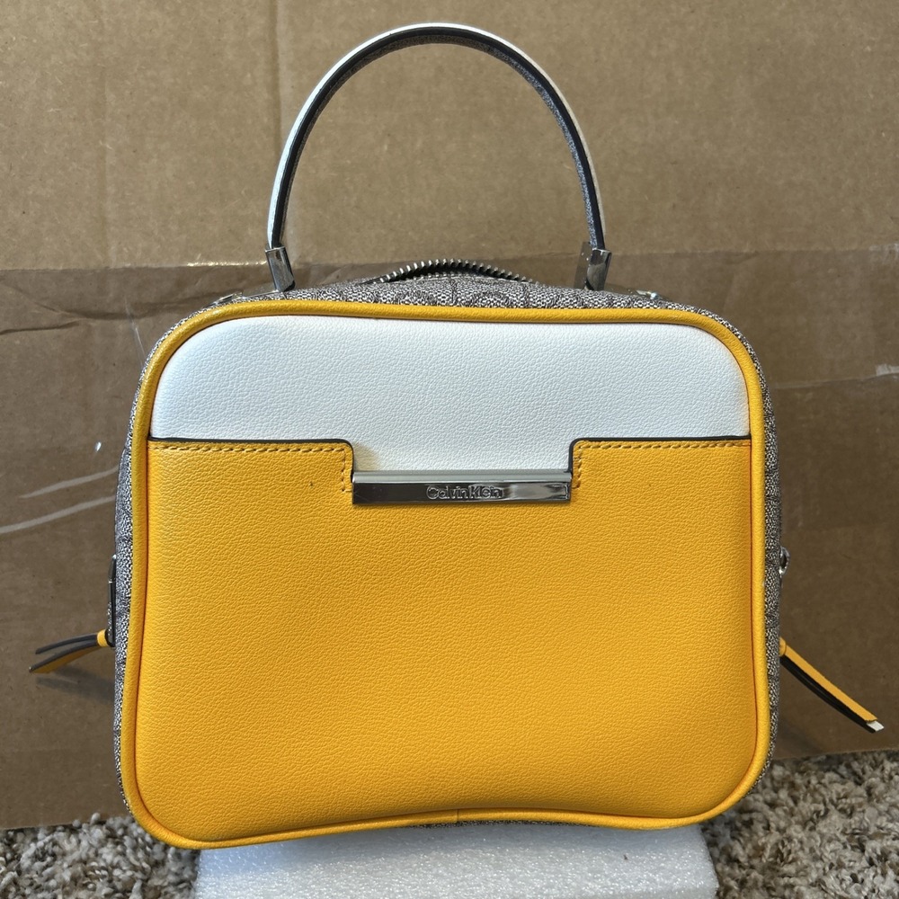 Calvin Klein Nolan Zip Around Small Crossbody gold yellow Fall Edgy Work Autumn